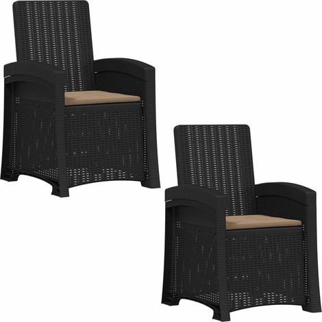 Sillón de jardín reclinable imitación ratán 2 pcs PP vidaXL