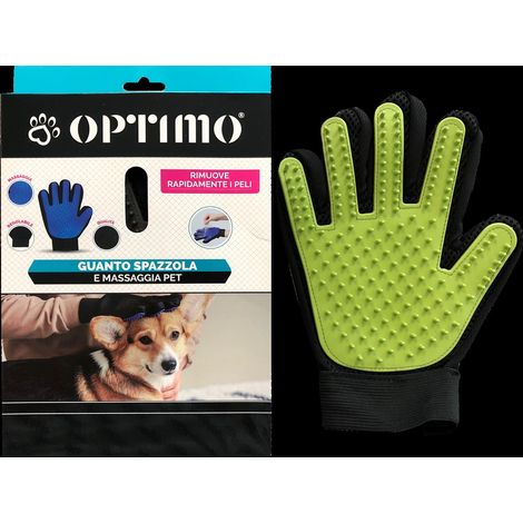 OPTIMO GUANTO SPAZZOLA E MASSAGGIA PET IN COLORE ASSORTITO (1/4)