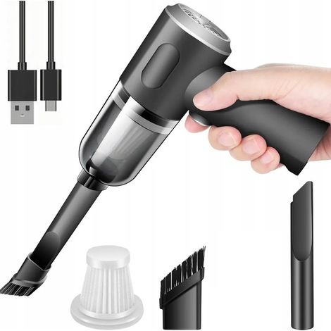 Mini aspiradora portátil inalámbrica de mano para coches con batería recargable USB.