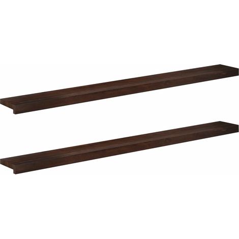 Lot de 2 Appuis de Fenêtre Intérieur en Bois de Hêtre Massif Marron Foncé 140 x 15 x 2 cm (1/5)
