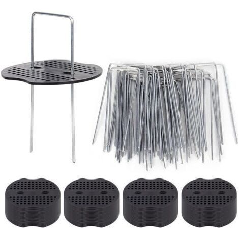 50 Piquets De Jardin Ave Rondelles, Piquets De Fixation en Acier Galvanisé pour Baches Agraphes De Fixation De Toile De Paillage Piquets Galvanisé (1/4)
