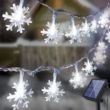 Guirlande Lumineuse Exterieur Solaire, 10M 100 LED Flocon de Neige Lumières de Noël Étanche 8 Modes Décoration Lumière (1/5)