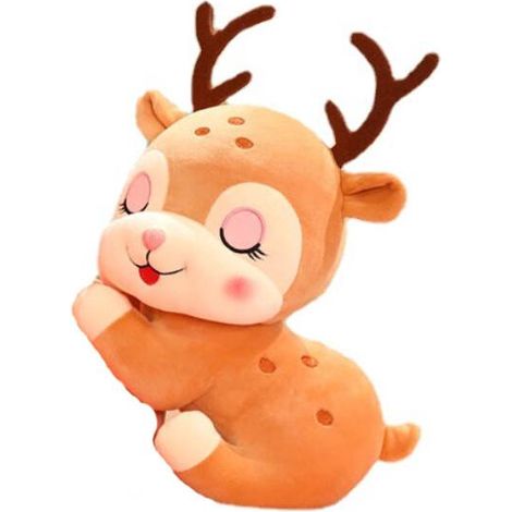 Coussin en peluche représentant un élan, un bonhomme de neige et un cerf de Noël en fleurs de prunier - 30 cm - Cadeau d'anniversaire ou de Noël pour les filles (1/5)