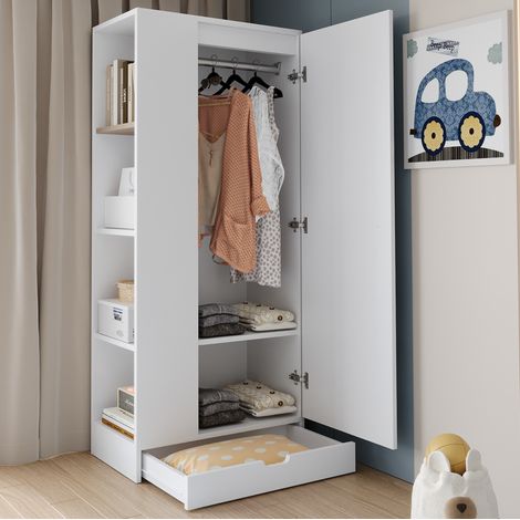 Armadio 1 anta con cassetti in legno 70x40x170 cm OKMYHOME (1/5)