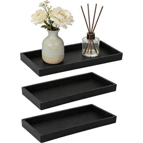 3 Pièces Plateau, Motif Marbre, Silicone, Rectangulaire, Salle De Bain Cuisine (1/5)