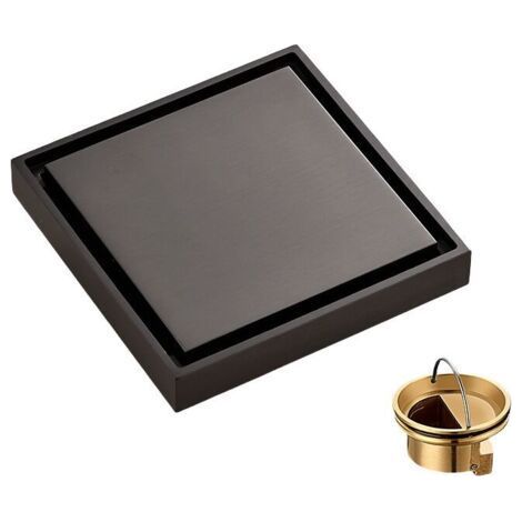 10cm×10cm Pure Copper Floor Drain, Square Floor Drain, Invisible Design, gray (1/4)