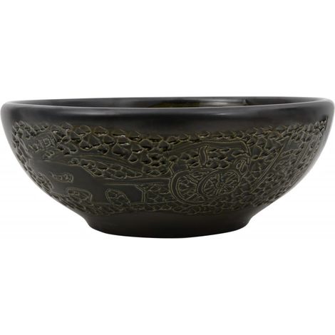 Vasque à poser noir rond Φ41x14 cm céramique