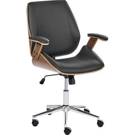 Sedia da ufficio in pelle sintetica nero girevole regolabile in altezza reclinabile Delight (1/5)