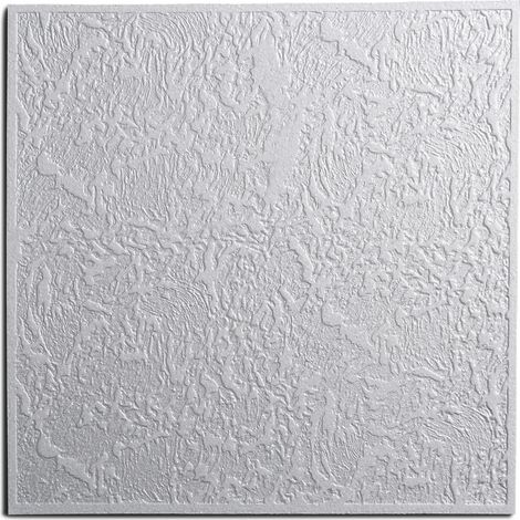 DECOSA Dalle de plafond Luxemburg - polystyrène - blanc - effet crépi - 50 x 50 cm - 8 sach. (=16 m2)