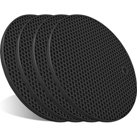 Juego de 4 esterillas aislantes térmicas para platos calientes, esterillas de cocina antiescaldaduras (negras) (1/5)