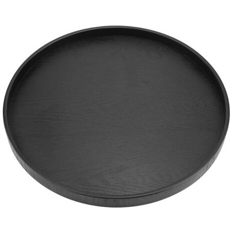 QORVA- Forme ronde en bois massif Thé Café Snack Alimentaire Repas Plateau de service Plateau Restaurant Plateaux Noir (1/5)