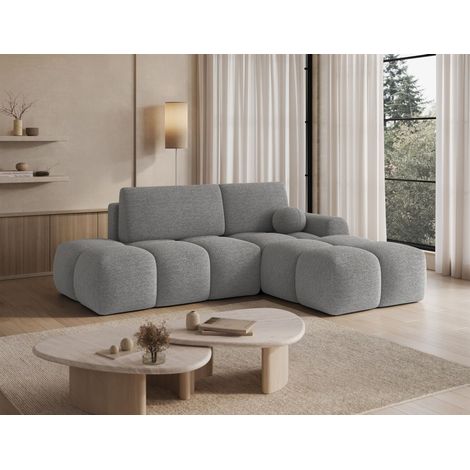 Ecksofa mit Schlaffunktion Sofa PLAY Stoff Coral Grau Ottomane Rechts (1/5)
