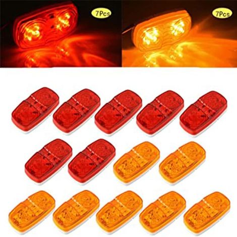Luces de posición laterales tipo ojo de buey impermeables, 14 unidades, 10 LED, 100.000 horas de vida útil, para camiones, autocaravanas y barcos (transparentes).
