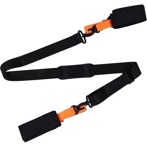 Sangle de transport de skis - Porte-skis - Sangle de transport de skis - Accessoires de vêtements pour bébé de ski - Fixation de ski réglable - Ceinture de ski - Noir et orange - Nylon - 75 cm (1/5)