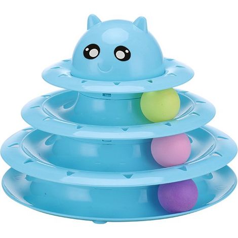 Rodillo de juguete para gatos, plataforma giratoria con 3 niveles, juguete interactivo, divertido, educativo y deportivo para gatitos (1/2)