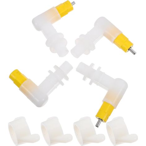 Tétons d'Abreuvoirs Automatiques pour Volailles et Poussins, Lot de 4, Mécanisme à Picorer Double Joint pour Installation Stable, pour Volailles Distributeur d'eau Suspendu Poussins Cailles (1/5)