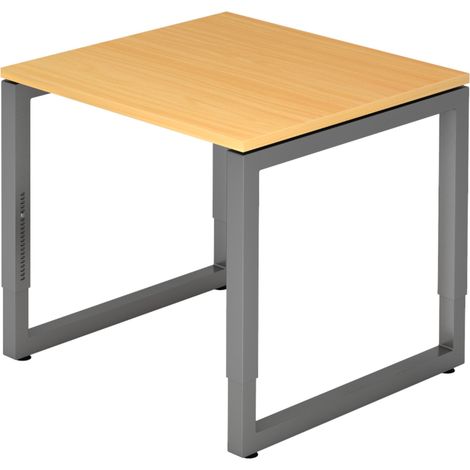 bümö Schreibtisch Serie-R Quadrat: 80 x 80 cm  Buche Graphit