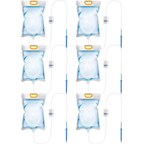 Set mit 6 x 3,5-Liter-Tropfbewässerungsbeuteln mit einstellbarem Steuerventil, Tropfbewässerungsset
