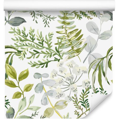 Papier peint à motifs de plantes de prairie peintes pour salon et chambre 50x1000 cm (1/5)