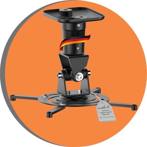 Support Plafond pour Vidéo-projecteur rotatif et inclinable à 25°, Distance au Plafond fixe à 22cm, 15kg, Distances des Trous de Vis 180–310mm, noir (1/5)