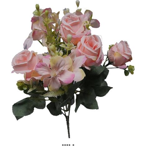 Bouquet de mini fleurs artificielles et roses H 33 cm Rose pâle - couleur: Rose pâle