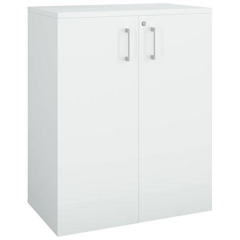 Armoire basse bois H 100 x L 80 cm avec portes battantes blanc - Arch - Maxiburo (1/2)