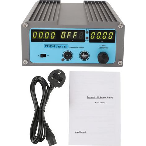 Alimentation DC numérique réglable 0-32V 0-5A, affichage digital 4 chiffres, 100-240V (prise UK). (1/5)