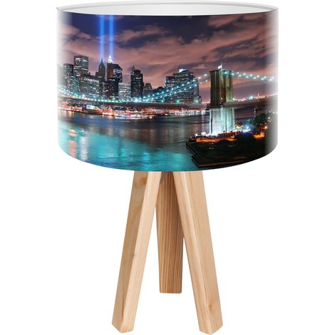 Lampe de chevet city foto-015 - Bois clair, blanc (1/3)