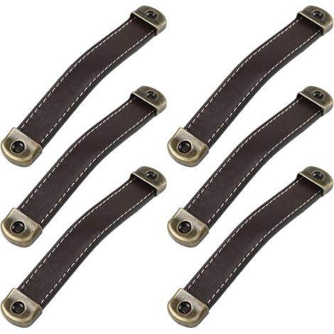 Lot de 6 poignées tiroir en cuir souple pour armoires et (1/5)