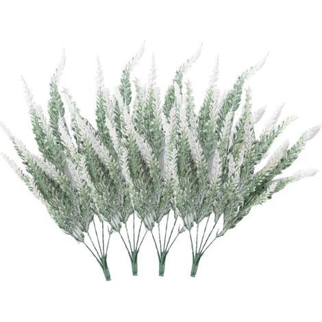 LangRay 4 Kunstblumensträuße beflockte Kunstblumen Lavendelpflanze Kunstblumen Topfdeko (weiß) (1/5)