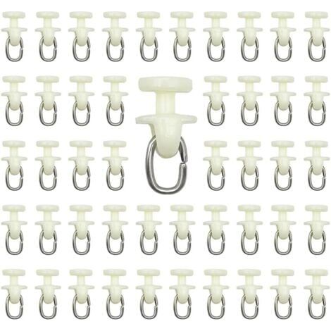 100 pièces Rouleaux de Rail de Rideau-(Blanc) Rail intérieur Crochet de Rideau Rail Glisseur Rail,Rideau Poulie à Rideaux en Plastique (1/5)