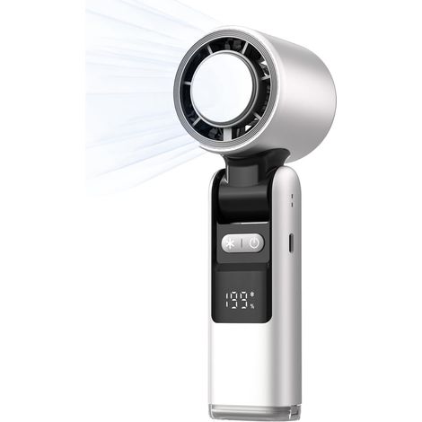 Portable Handheld Cooling Ice Fan, Folding Mini Powerful Cold Fans, 2000mAh Rechargeable, 2-6 Hours Of Battery Life Can Be Worn Around The Neck Held In The Hand Or Placed on A Table (1/5)