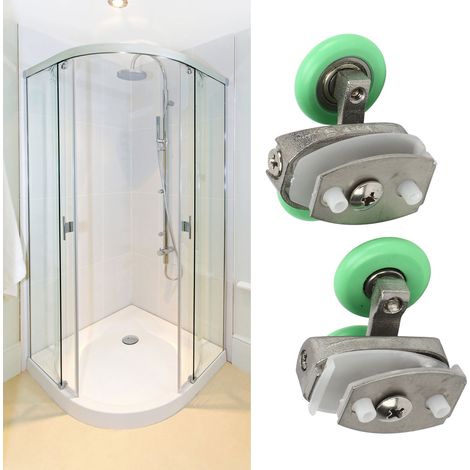 Rodillo [juego de 2 piezas] para puertas correderas de cristal, material: acero inoxidable, color: verde, apto para puertas de 23 mm. (1/5)