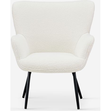 Poltrona da salotto moderna in tessuto bouclé bianco Womb