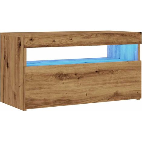 Mobile TV multimediale Scaffale TV Credenza TV Sala da pranzo Soggiorno Camera da letto con luci a LED Legno composito di rovere lavorato a mano Marrone 020026708