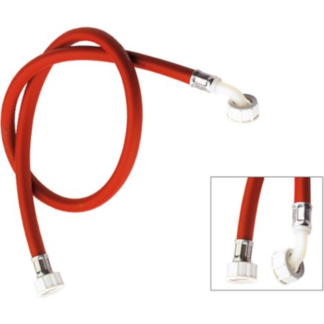 Tubo di carico per lavatrice, colore rosso con curvetta 250 cm (1/3)
