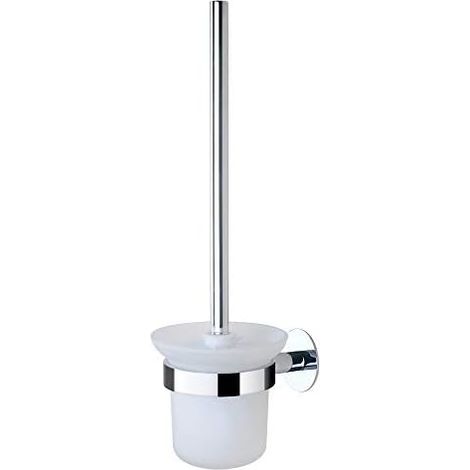 Escobilla de baño Escobilla de baño de montaje en pared Escobilla de baño de acero inoxidable Portaescobillas de baño Recipiente de vidrio esmerilado de acero inoxidable pulido Montaje en pared Sin ta