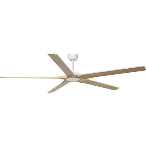 Ventilatore da soffitto da 2000 mm con 6 pale in legno bianco opaco – Motore DC silenzioso – 6 velocità – Telecomando – 34191 (1/3)