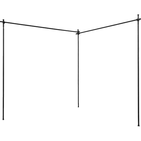 Separador de ambientes, diseño independiente, altura regulable, negro, L (1/2)