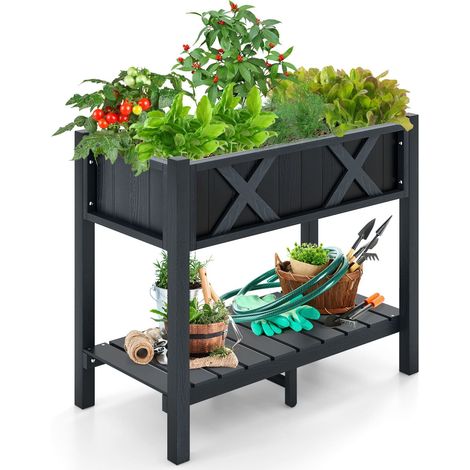 Raised Garden Bed Planter Box, HIPS Polywood, Black (1/5)