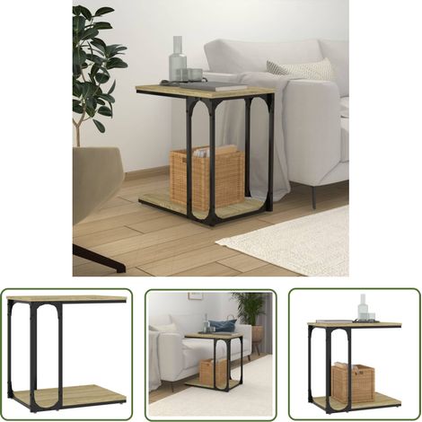 The Living Store Beistelltisch Sonoma-Eiche 50x35x52 cm Holzwerkstoff - Industrieller Stil - Beistelltisch - Couchtisch - Wohnzimmerstil - Holzwerkstoff (1/5)