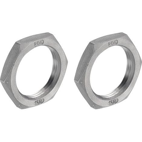 2 pcs Fonte Tuyau Raccord Hex Contre-écrou, 304 Inox Acier Hex Verrouillage Écrou 1 1/4" Femelle Filetage (DN32) pour Plomberie Fixe, Eau Balai et Châssis Nettoyant (1/5)