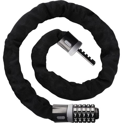 Candado de seguridad Oture de 120 cm, ajustable, de 5 dígitos, candado para bicicleta de alta resistencia, sin llave, accesorio antirrobo. (1/5)