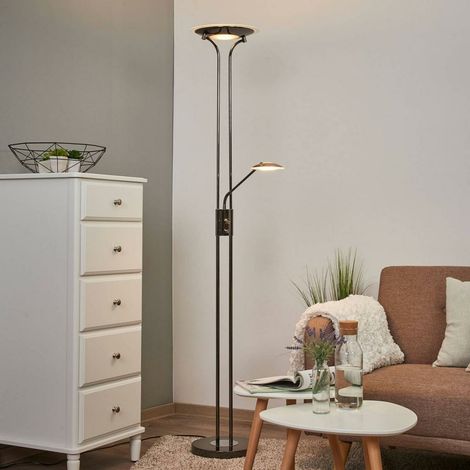 [NEUWERTIG] B-Ware Lindby Led Deckenfluter Aras Standlampe Lampe Leuchte Schwarz Chrom Glänzend
