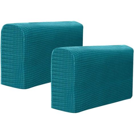 Housses d'accoudoirs de canapé - Bleues - Matière polyester antidérapante - Ensemble de deux pièces - Housses d'accoudoirs élastiques et amovibles (1/5)
