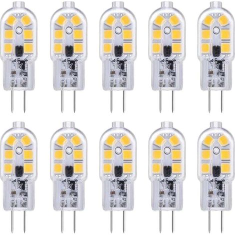 G4 LED-Lampen, 10er-Pack, 12 V, 2 W, Kaltweiß (6000 K), 12 LEDs, Ersatz für G4 10-20 W Halogenlampen, 200 lm, AC/DC 12 V, G4 Bi-Pin-Kapsel-LED für Dunstabzugshauben/Kronleuchter (nicht für den Einsatz (1/4)