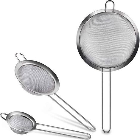 [Poignées Épaisses] 3PCS Passoire Professionnel égoutter des Pattes/Tamiser Farine Riz Maillage Fin pour Cuisine,Trois Passoires de (1/3)