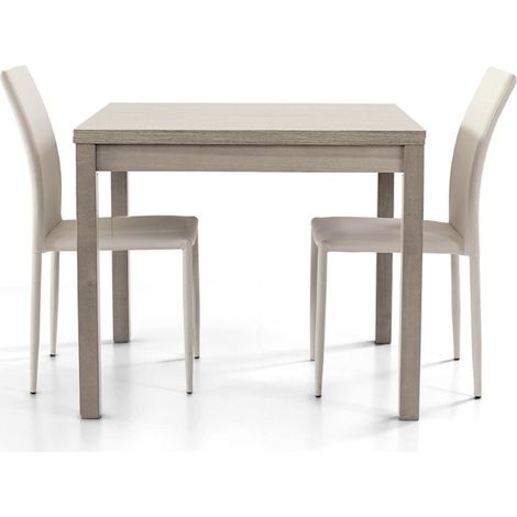 Tavolo quadrato 90x90 allungabile a 180 cm apribile a libro in finitura Rovere Grigio