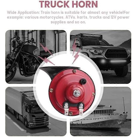 Klaxon ultra puissant 300 dB pour camion, bateau, voiture, klaxon électrique simple 12 V étanche pour moto (1/5)
