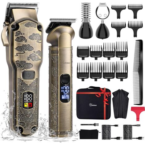 Hair Clipper for Men Beard and Hair Clippers Set T-Blade Trimmer Washable Cordless Care Kit Nose and Body Trimmer Hair and Beard Trimmer Set (1/5)